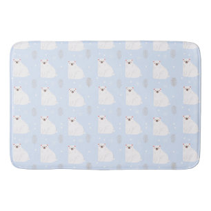 Blue Winter Polar Bear Pattern Nursery Decor Bath Mat