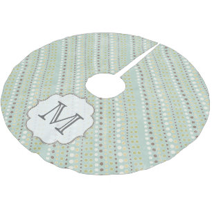 Blue Winter Polkadot Monogram Initial Tree Skirt