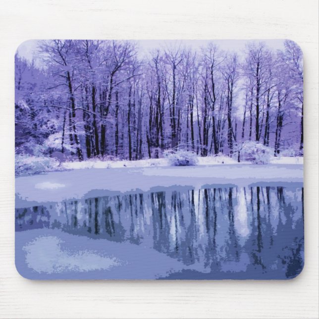 Blue Winter Pond Mouse Pad (Front)