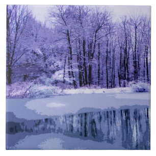 Blue Winter Pond Tile