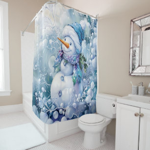 Blue Winter Shower Curtain