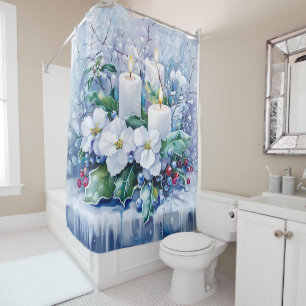 Blue Winter Shower Curtain