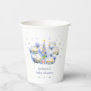 Blue Winter Snow It Take A Village Baby Shower  Paper Cups