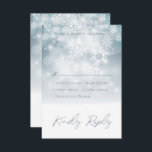Blue Winter Snow Modern Wedding  RSVP Card<br><div class="desc">This design features a soft bokeh blue sky highlighting a snowfall on a bed on white. This design is part of the Blue Winter Snow Modern Wedding Suite Collection.</div>