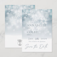 Blue Winter Snow Modern Wedding