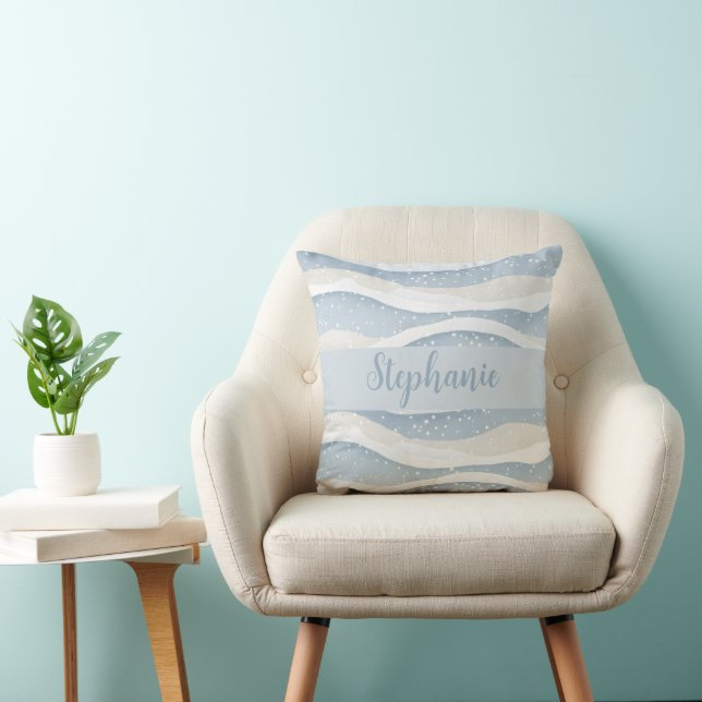Blue Winter Snowfall Wave Personalized Pattern Cushion (Chair)