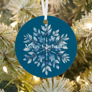 Blue Winter Snowflake Christmas Metal Tree Decoration
