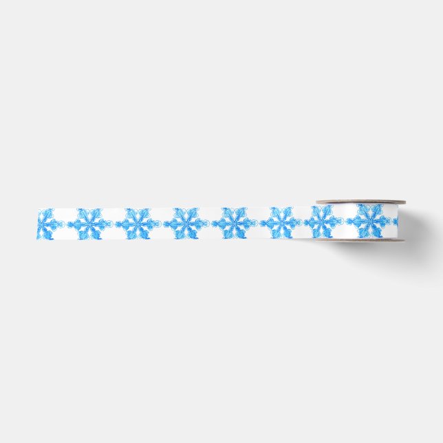 Blue Winter Snowflake Satin Ribbon (Front)