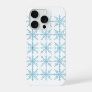 Blue Winter Snowflake Seamless Pattern iPhone 15 Pro Case