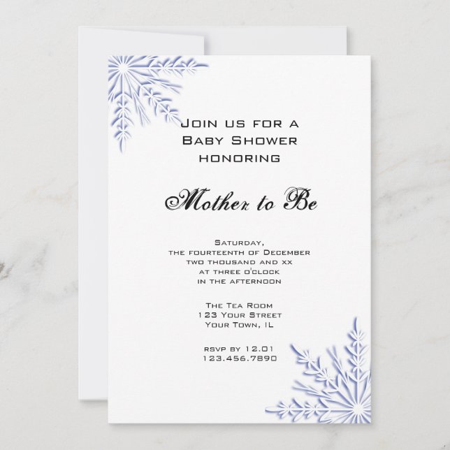 Blue Winter Snowflakes Baby Shower Invitation (Front)