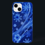 Blue Winter Snowflakes Christmas Case-Mate iPhone 14 Case<br><div class="desc">Blue Christmas design with decorative winter swirls and snowflakes.</div>
