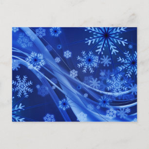 Blue Winter Snowflakes Christmas Holiday Postcard