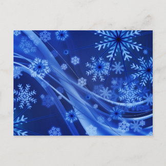 Blue Winter Snowflakes Christmas Holiday Postcard