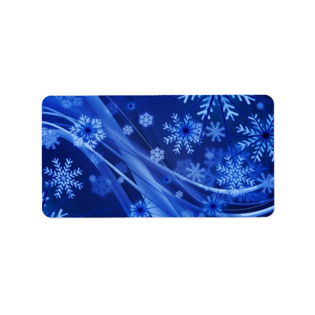 Blue Winter Snowflakes Christmas Label (Front)