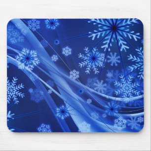 Blue Winter Snowflakes Christmas Mouse Pad