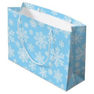 Blue Winter Snowflakes Christmas Pattern Large Gift Bag