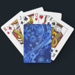 Blue Winter Snowflakes Christmas Playing Cards<br><div class="desc">Blue Christmas design with decorative winter swirls and snowflakes.</div>