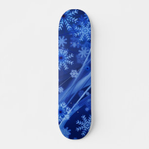 Blue Winter Snowflakes Christmas Skateboard