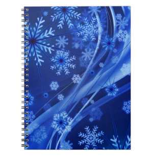 Blue Winter Snowflakes Christmas Spiral Notebook