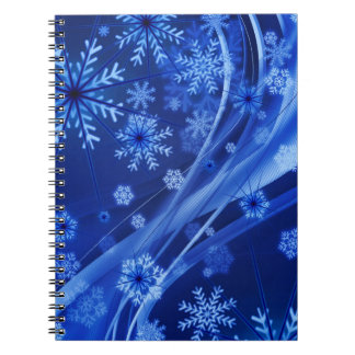 Blue Winter Snowflakes Christmas Spiral Notebook