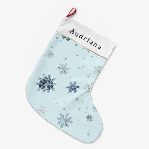 Blue Winter Snowflakes   Large Christmas Stocking