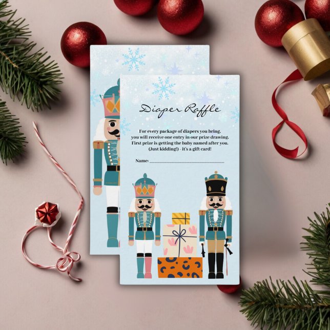 Blue Winter Snowflakes Nutcracker Baby Shower Enclosure Card (Creator Uploaded)
