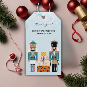 Blue Winter Snowflakes Nutcracker Baby Shower Gift Tags