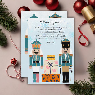 Blue Winter Snowflakes Nutcracker Baby Shower Thank You Card