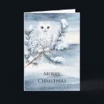 Blue Winter Snowy Owl Christmas   Card<br><div class="desc">Blue Winter Snowy Owl Christmas</div>