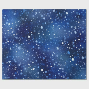 Blue Winter Stars & Snowflakes Wrapping Paper