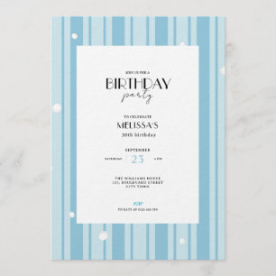 Blue Winter Stripes Pattern - 30th Birthday Invitation