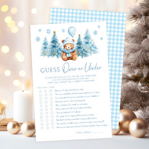 Blue Winter Teddy Bear Baby Over or Under Game