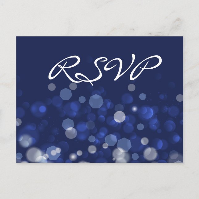 Blue Winter Themed Wedding RSVP Postcards (Front)