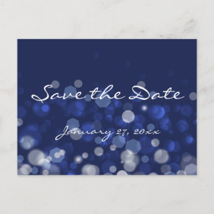 Blue Winter Themed Wedding Save The Date Postcards