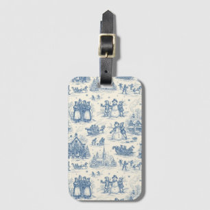 Blue Winter Toile Chinoiserie Luggage Tag
