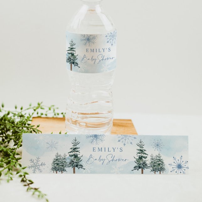 Blue Winter Water Labels for Baby Shower (Creator Uploaded)