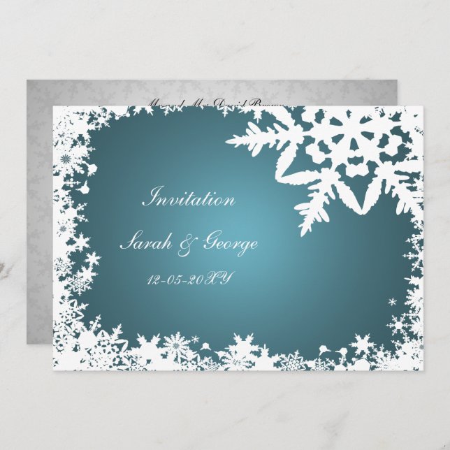 blue winter wedding Invitation cards (Front/Back)