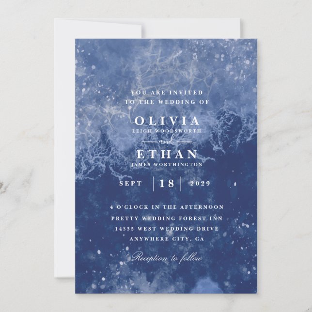 Blue winter wedding invitations (Front)