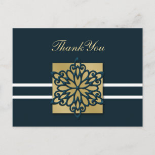 blue winter wedding Thank You Postcard