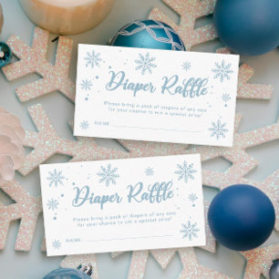 Blue Winter Wonderland Baby Shower Diaper Raffle  Enclosure Card