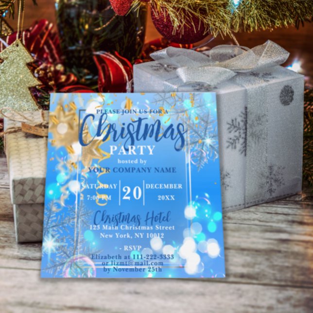 Blue Winter Wonderland Corporate Xmas Party Invitation (Creator Uploaded)
