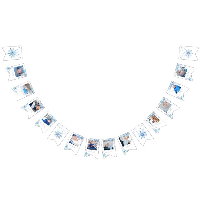 Blue Winter Wonderland photo bunting banner (All)