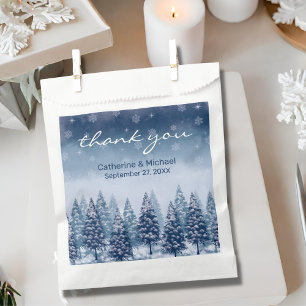 Blue Winter Wonderland Pine Christmas Wedding Favour Bags
