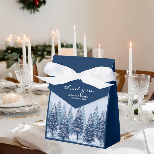 Blue Winter Wonderland Pine Christmas Wedding  Favour Box (Creator Uploaded)