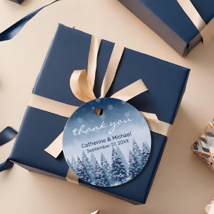 Blue Winter Wonderland Pine Christmas Wedding  Favour Tags