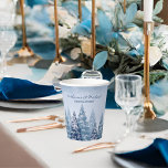 Blue Winter Wonderland Pine Christmas Wedding  Paper Cups<br><div class="desc">If you are looking for a wedding theme that captures the enchanting beauty of winter, then a blue winter wonderland pine forest Christmas wedding design is the perfect choice for you. This design combines elements of rustic winter wonderland wedding with navy blue pine forest wedding, making it a festive and...</div>