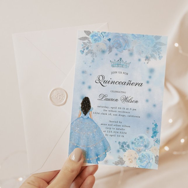 Blue Winter Wonderland Quinceanera Invitation (Creator Uploaded)