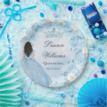 Blue Winter Wonderland Quinceanera Party  Paper Plate<br><div class="desc">Our ''Blue Winter Wonderland Quinceanera'' collection features products that are perfect for your icy winter themed celebration. Striking blue backgrounds paired with watercolor florals in shades of cream and blue with silver accents and custom photos. Check our store for more items from this collection.</div>