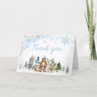 Blue Winter Woodland Animals Baby Shower
