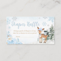 Blue Winter Woodland Animals Diaper Raffle